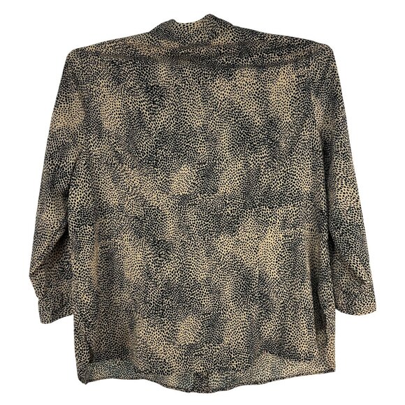 White Stag Womens Button Down Shirt XXL 2X Leopard Print Tan Black Collared - Picture 3 of 5